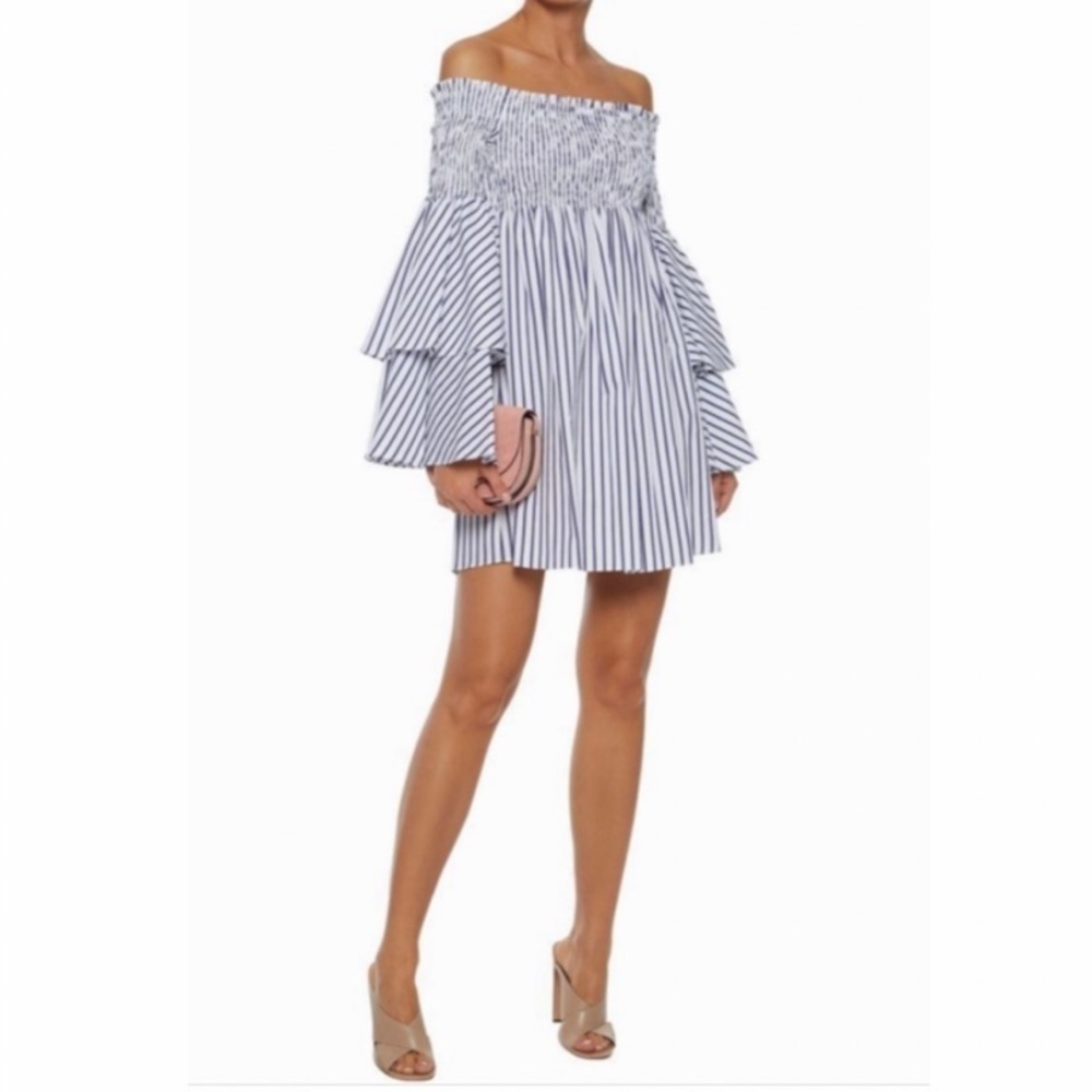 Caroline Consta Appolonia Striped Off-The-Shoulder Dress Size Small NWOT
